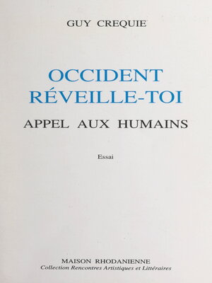 cover image of Occident, réveille-toi